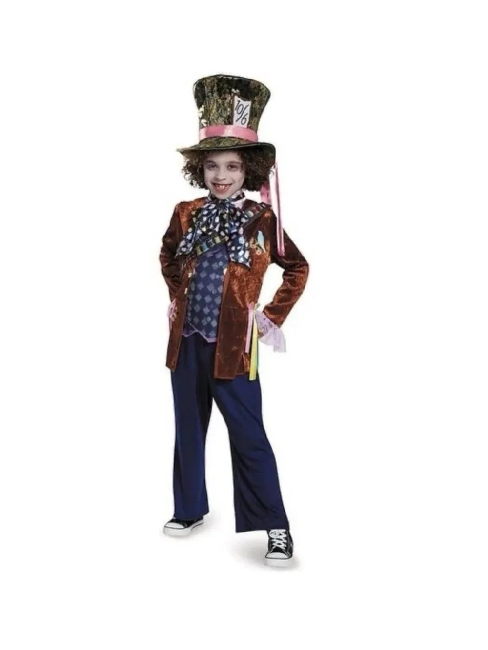 Disguise Disney Alice Mad Hatter Halloween Costume Boys SZ M 7 8 Jacket Hat NEW